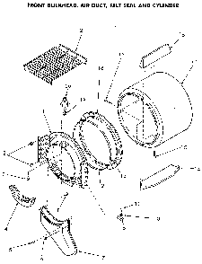 Front Bulkhead Diagram and Parts List for NE8833L43938  Speed Queen Dryer