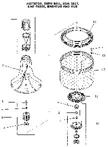 Basket And Agitator Diagram and Parts List for NA6821L33838  Speed Queen Washer