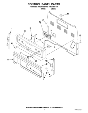 02 - CONTROL PANEL PARTS Diagram and Parts List for YMER5605YW0  Maytag Range