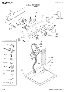 Top And Console Parts Diagram and Parts List for MGDC500VW0  Maytag Dryer