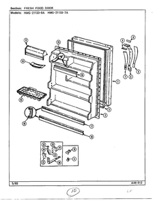 Fresh Food Door Diagram and Parts List for 21133-A  Admiral Refrigerator
