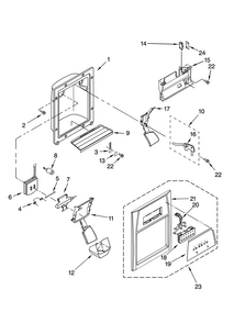 Dispenser Front Parts Diagram and Parts List for MSD2554VEA00  Maytag Refrigerator