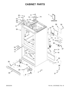 Cabinet Parts Diagram and Parts List for JFX2897DRP00  Jenn-Air Refrigerator