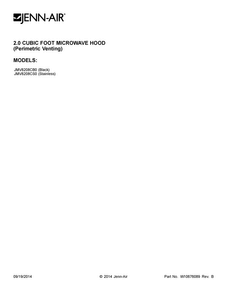 Cover Sheet Diagram and Parts List for JMV8208CS0  Jenn-Air Microwave
