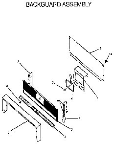 Backguard Assembly Diagram and Parts List for RMS363UW, UL-P1142380NW,L Amana Range