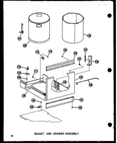 Bucket And Drawer Assembly Diagram and Parts List for ESMC-1-C P18011-8TC Amana Trash Compactor