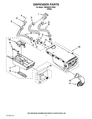 04 - DISPENSER PARTS Diagram and Parts List for YMHWE201YW00  Maytag Washer