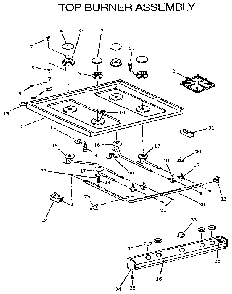 Top Burner Assembly Diagram and Parts List for RLS363UW,UL-P1142377NW,L  Amana Range
