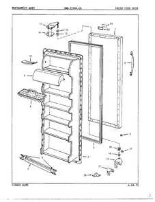 Fresh Food Door Diagram and Parts List for 22494-OA  Admiral Refrigerator