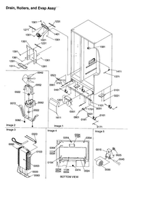 Drain, Rollers, Evap Assembly Diagram and Parts List for SXD26VL-P1315202WL  Amana Refrigerator