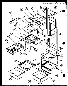 Refrigerator Shelving And Drawers Diagram and Parts List for 36511W-P1121603WW  Amana Refrigerator