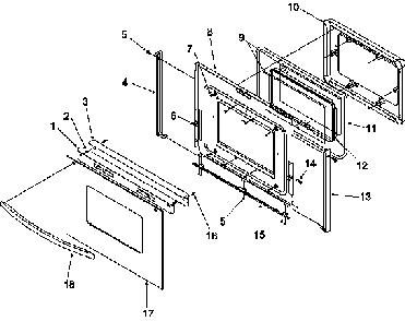 Oven Door Diagram and Parts List for ART6610E-P1143425NE  Amana Range