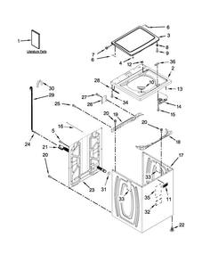 Top And Cabinet Parts Diagram and Parts List for 7MMVWX655EW0  Maytag Washer