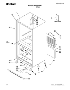 Cabinet Parts Diagram and Parts List for MBF1952VEW1  Maytag Refrigerator