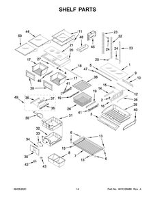 Shelf Parts Diagram and Parts List for JFFCF72DKL04  Maytag Refrigerator
