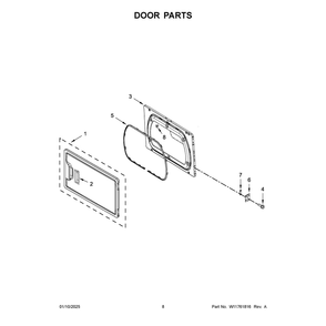 Door Parts Diagram and Parts List for MLE26PDFYW0  Maytag Dryer