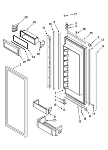 Refrigerator Door Parts Diagram and Parts List for JF42CXFXDB01  Jenn-Air Refrigerator