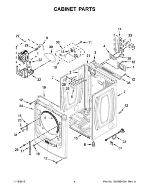 03 - Cabinet Parts Diagram and Parts List for YMED8100DC1  Maytag Dryer
