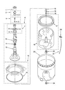 Agitator, Basket And Tub Parts Diagram and Parts List for MVWC6ESWW0  Maytag Washer