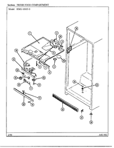 Fresh Food Compartment Diagram and Parts List for 18103-0  Admiral Refrigerator