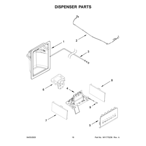 Dispenser Parts Diagram and Parts List for MRSF4036PB02  Maytag Refrigerator