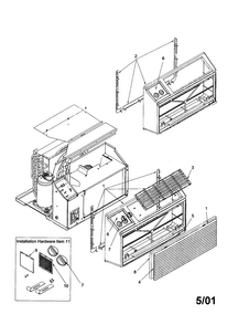 Outer Case Assembly Diagram and Parts List for TC10090W1-TC10090W1  Amana Air Conditioner