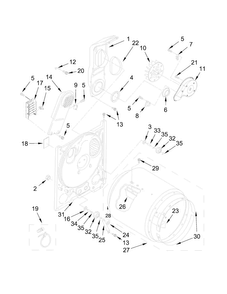 Bulkhead Parts Diagram and Parts List for AED4675EW0  Admiral Dryer