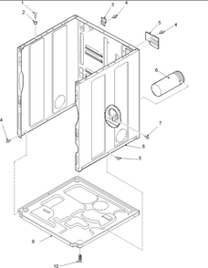 Cabinet And Base Diagram and Parts List for ALG643RAW-PALG643*  Amana Dryer