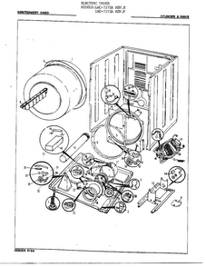 Electric Dryer/ Cylinder & Drive Diagram and Parts List for 7375A REV F Norge Dryer
