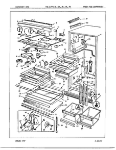 Fresh Food Compartment Diagram and Parts List for 21974A  Admiral Refrigerator