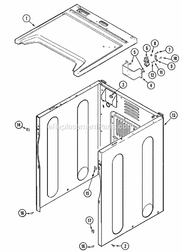 CABINET Diagram and Parts List for MDE2600AYW  Maytag Dryer