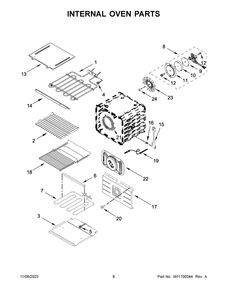 Internal Oven Parts Diagram and Parts List for JJW2430LM01  Jenn-Air Wall Oven