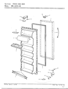 Fresh Food Door Diagram and Parts List for 22304-0B  Admiral Refrigerator