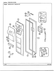 Freezer Door Diagram and Parts List for 641440  Admiral Refrigerator