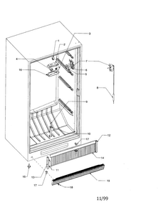 Freezer Compartment Diagram and Parts List for ESU17HW P1179603WW Amana Freezer