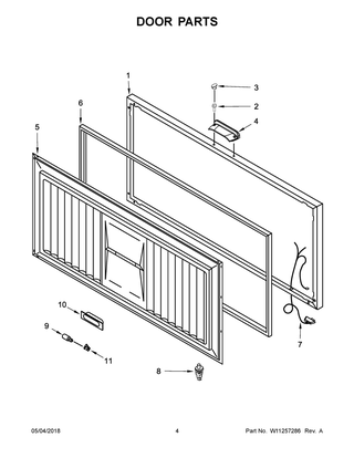Door Parts Diagram and Parts List for MZC3122FW01  Maytag Freezer