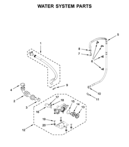 Water System Parts Diagram and Parts List for 7MMHW6621HW1  Maytag Washer