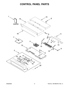 Control Panel Parts Diagram and Parts List for JJW2830LL01  Jenn-Air Wall Oven