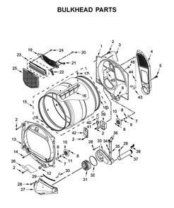 Bulkhead Parts Diagram and Parts List for YMED7230HC0  Maytag Dryer