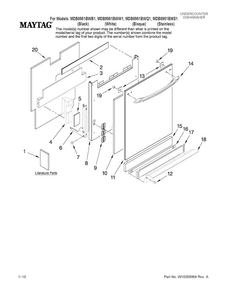 Door And Panel Parts Diagram and Parts List for MDB8951BWB1  Maytag Dishwasher
