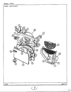 Door Diagram and Parts List for 7744A  Norge Dryer
