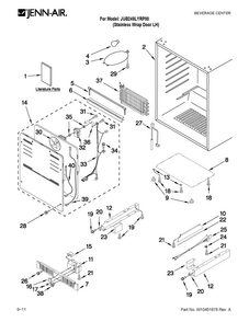 Cabinet Parts Diagram and Parts List for JUB248LYRP00  Jenn-Air Wine and Beverage Cooler