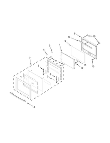 Upper Oven Door Parts Diagram and Parts List for JJW3830DS01  Jenn-Air Wall Oven