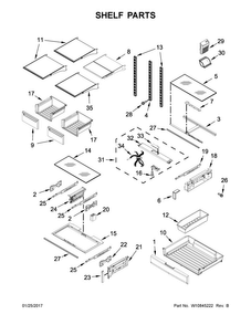 Shelf Parts Diagram and Parts List for MFT2778EEZ01  Maytag Refrigerator