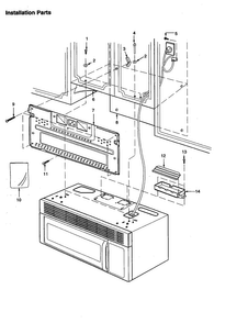 Installation Assembly Diagram and Parts List for MVH250W-P1323204W  Amana Microwave