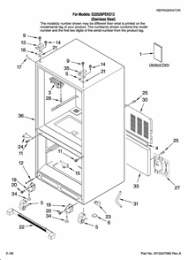 Cabinet Parts Diagram and Parts List for G32526PEKS13  Maytag Refrigerator