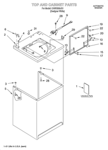Top And Cabinet/literature Diagram and Parts List for CAWX629JQ1  Crosley Washer