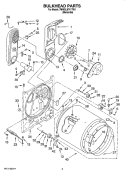 BULKHEAD PARTS Diagram and Parts List for 7MMGL6741TW1  Maytag Dryer