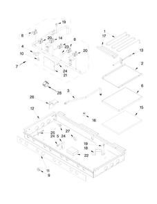 Burner Box, Gas Valves And Switches Diagram and Parts List for JLRP548WP00  Jenn-Air Range