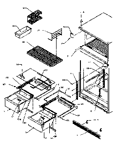 Cabinet Shelving Diagram and Parts List for TC18A3L-P1181812WL  Amana Refrigerator